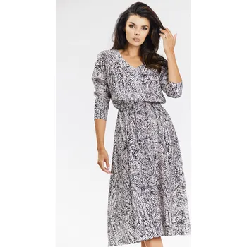 Dámské šaty Vzdušné midi kimono šaty s dlouhým rukávem A666 Barva: Bílá, Velikost: S