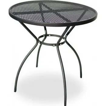 Zahradní stůl Zahradní kovový drátěný stůl kulatý, tahokov, černý, průměr 70 cm
