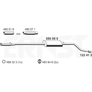 Tlumič výfuku Stredni tlumic vyfuku ERNST 550055