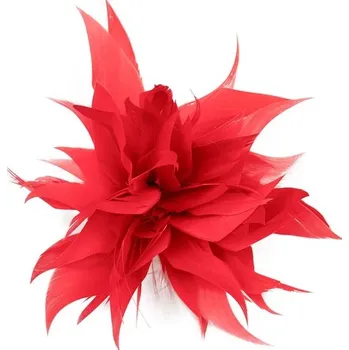 Brož Spínací špendlík s luxusním pírkem | Brož, Ozdoba - Červené