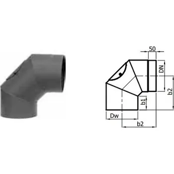 Kouřovod Karl Koleno pevné s čistícím otvorem 90°/ 120mm (síla 2mm) - šedá