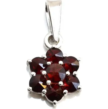 Přívěsek Stříbrný přívěsek kytka český granát Avery - Rhodiování