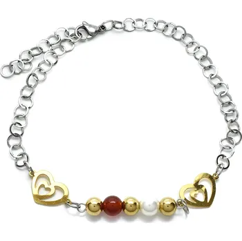 Náramek Perličkový náramek na nohu barevný Nancy - Zlatá