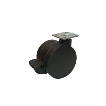 60mm PU kolečko, černé, s brzdou, s plotýnkou 38*38mm