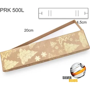 Dárková krabička Krabička na šperky. Materiál papír . Ozn. PRK 500L. Velikost 20x4,5cm. Barva Přírodní a zlatý vánoční motiv.