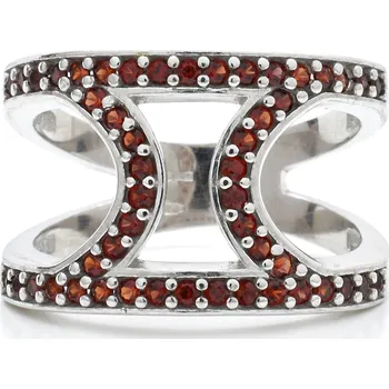 Prsten Stříbrný prsten s českými granáty Zewee - 49, Rhodiování