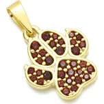 Zlatý přívěsek tlapka s českým granátem Pawie - Zlato Au 585/1000