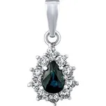 Zlatý přívěsek Kristin z bílého zlata s přírodním safírem a čirými topazy SILVEGOG31866PSAW