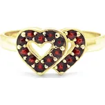 Stříbrný prsten srdce s českým granátem Memory - 49, Zlacení