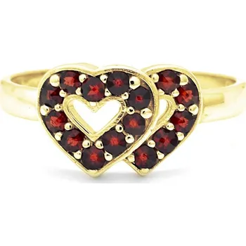 Prsten Stříbrný prsten srdce český granát Memory - 49, Zlacení