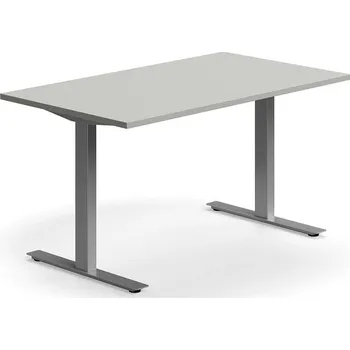 Psací stůl Psací stůl QBUS, T-nohy, 1400x800 mm, stříbrná podnož, světle šedá