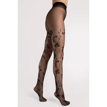 Dámské punčochy Silonkové punčocháče Fiore Flores 20 DEN G6110 Barva: Černá, Velikost: S