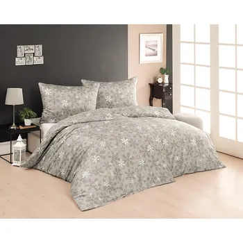 Povlečení Povlečení Matějovský VLOČKY ŠEDÉ, bílé a šedé sněhové vločky, bavlna hladká, 140x200cm + 70x90cm