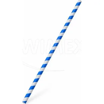 Jednorázové nádobí Slámka papírová JUMBO modrá spirála 25 cm, Ø 8 mm [100 ks]