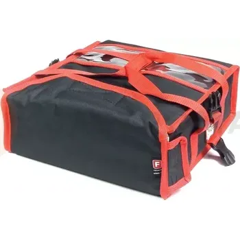 Termobox Taška na pizzu 2 x 35 cm z codury, zapínání na suchý zip, černý s červeným lemováním | FURMIS, T2S