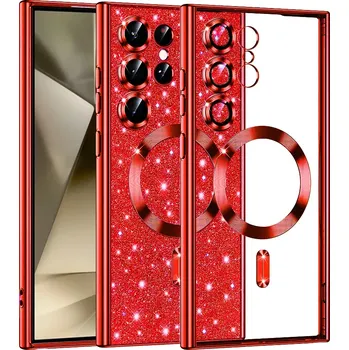 Pouzdro na mobilní telefon Kryt Samsung Galaxy A35 5G Techsuit Luxury Glitter MagSafe - červený