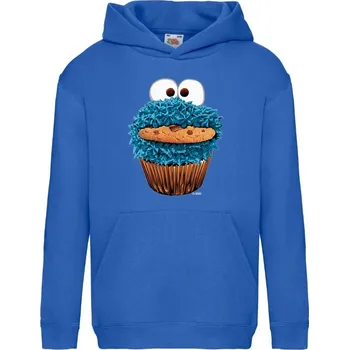 Chlapecká mikina dětská levná mikina, kapuce, Cookie monster Barva: Royal blue - královsky modrá, velikost: 116