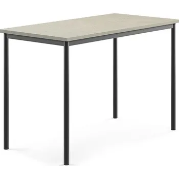 Jídelní stůl Stůl SONITUS, 1400x700x900 mm, antracitově šedé nohy, deska s linoleem, šedá