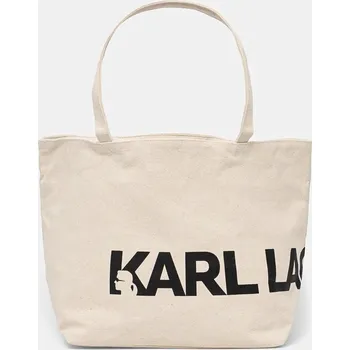 Kabelka Bavlněná kabelka Karl Lagerfeld béžová barva, 246W3886 01X, vel. ONE SIZE