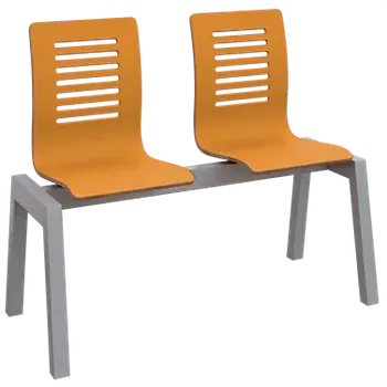 CARMEN PLUS 2, dřevěná lavice do čekárny, 2-sedák, broskvová, kostra stříbrná