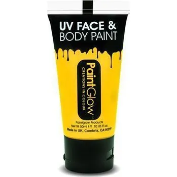 Speciální výtvarná barva Barva na obličej a tělo, neonově žlutá, fluorescenční v UV světle, 50 ml