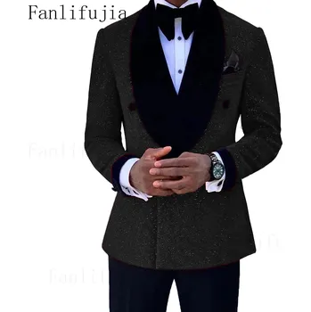 Pánský dvoubarevný oblek na společnost Barva: Černá, Velikost: S