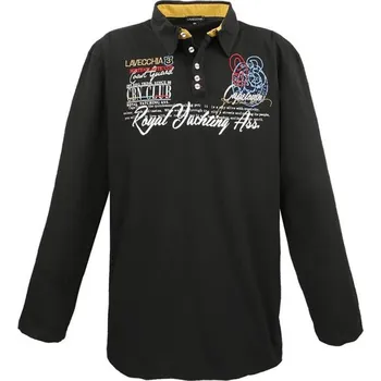 Pánské tričko LAVECCHIA polokošile pánská 606 nadměrná velikost černá 8XL