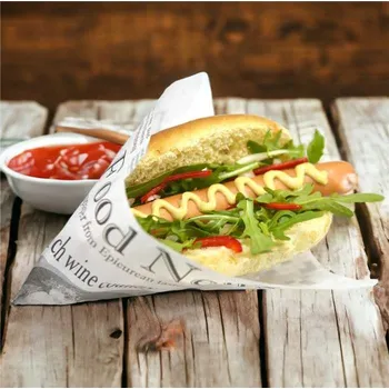 Jednorázové nádobí Kapsa papírová obdélníková Snacing pocket 17x10 cm - potisk noviny/ 1000ks