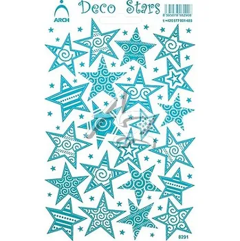 samolepka samolepka holografická-Hvězdy tyrkysové