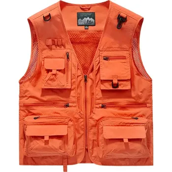 Pánská softshellová bunda Pánská outdoorová vesta s kapsami Barva: Oranžová, Velikost: 3XL