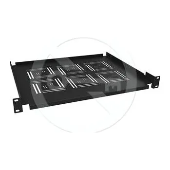 Rozvaděč Solarix Police 19" 1U 350mm ukládací plato BK úchyt na přední lišty UP-03-B