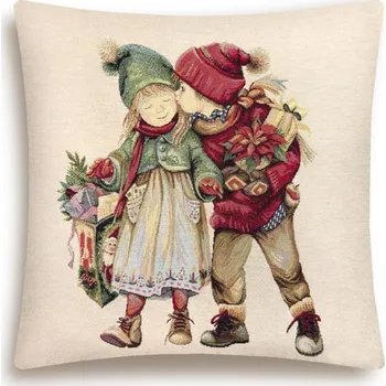 Povlak na dekorativní polštářek Vánoční povlak na polštář s motivem Polibek 45x45 cm
