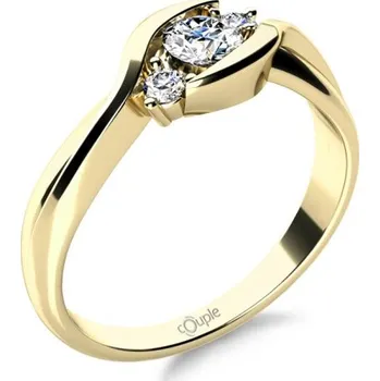 Prsten Couple, Netradiční zásnubní prsten Laura, žluté zlato se zirkony, vel. 55, prům. 17.5 mm, 585-68-1-4258.0Z00.0.55.001