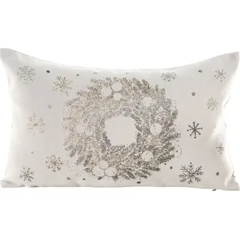 Vánoční dekorace Dekorační povlak na polštář, šedo-zlatý vánoční věnec, 30x50 cm