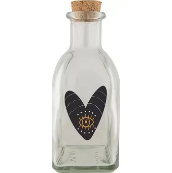 Skleněná lahvička 250 ml - Srdce černé