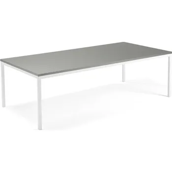 Jednací stůl Jednací stůl QBUS, 2400x1200 mm, 4 nohy, bílý rám, světle šedá