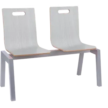 MEGAN 2, dřevěná lavice do čekárny, 2-sedák, dub sněžný, kostra stříbrná