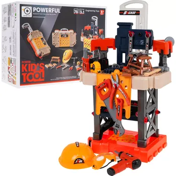 Dětská kuchyňka Dětská dílna 3v1 s kufříkem a aku vrtačkou, 78 dílů