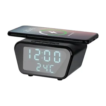 Budík Digitální budík s indukční nabíječkou REBEL RB-6303-B, černá