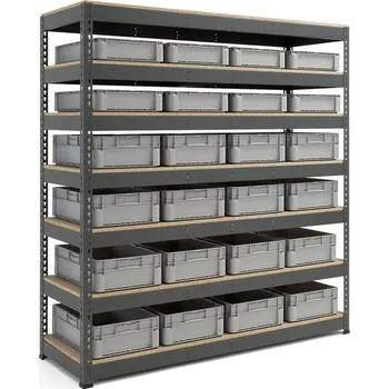 Dílenský regál Regál s přepravkami AJ EURO + COMBO, 24 přepravek