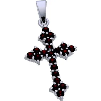 Přívěsek Goldstore Stříbrný kříž osazený českými granáty Varianta: stříbrný přívěs