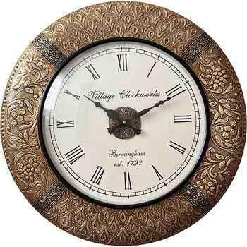 Hodiny LAKŠMI - indický nábytek Nástěnné hodiny průměr 45 cm, vzor 6