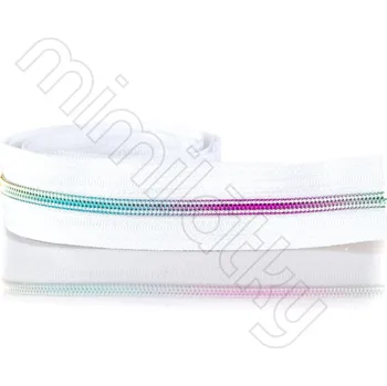 Zip Zip spirálový 5mm metráž bílá/duhová