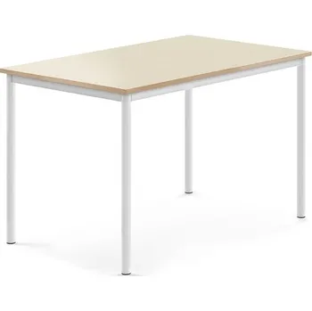 Jídelní stůl Stůl BORÅS, 1200x800x760 mm, bílé nohy, HPL deska, bříza