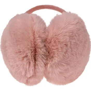 Čepice Plyšové starorůžové klapky na uši na ploché starorůžové čelence