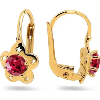 Náušnice Unikátní dívčí náušnice se simulovaným rubínem IZ31396 + dárkové balení LUXUS zdarma