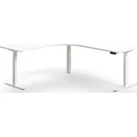 Výškově nastavitelný stůl QBUS, rohový, 2000x2000 mm, bílá podnož, bílá