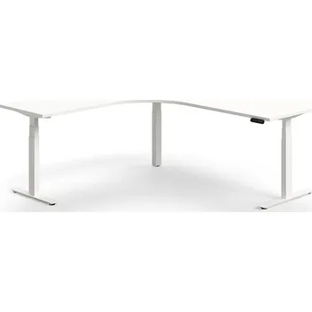 Psací stůl Výškově nastavitelný stůl QBUS, rohový, 2000x2000 mm, bílá podnož, bílá