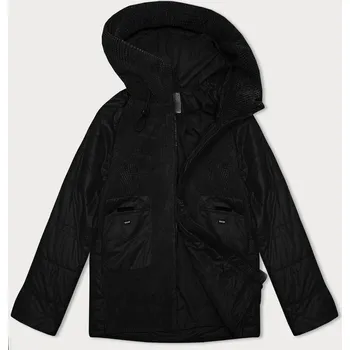 Černá dámská bunda z různých spojených materiálů Vaston pro přechodné období (F-23301#) odstíny černé L (40)