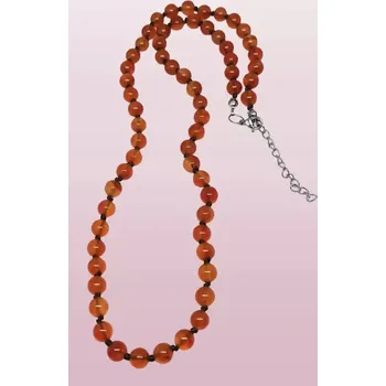 Náhrdelník Karneolový náhrdelník s chir. ocelí 6 mm